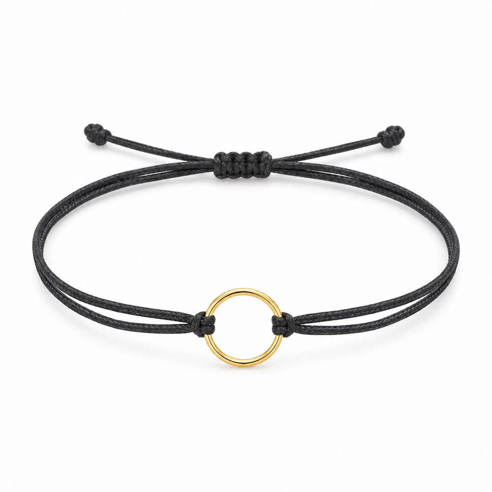 Circle Charm Cord Bracelet — white background