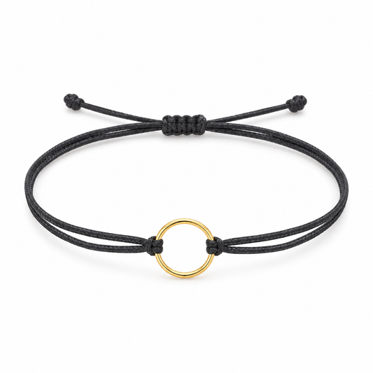 Circle Charm Cord Bracelet — white background