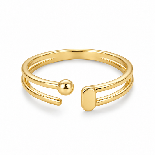 Double-Line Open Ring — white background