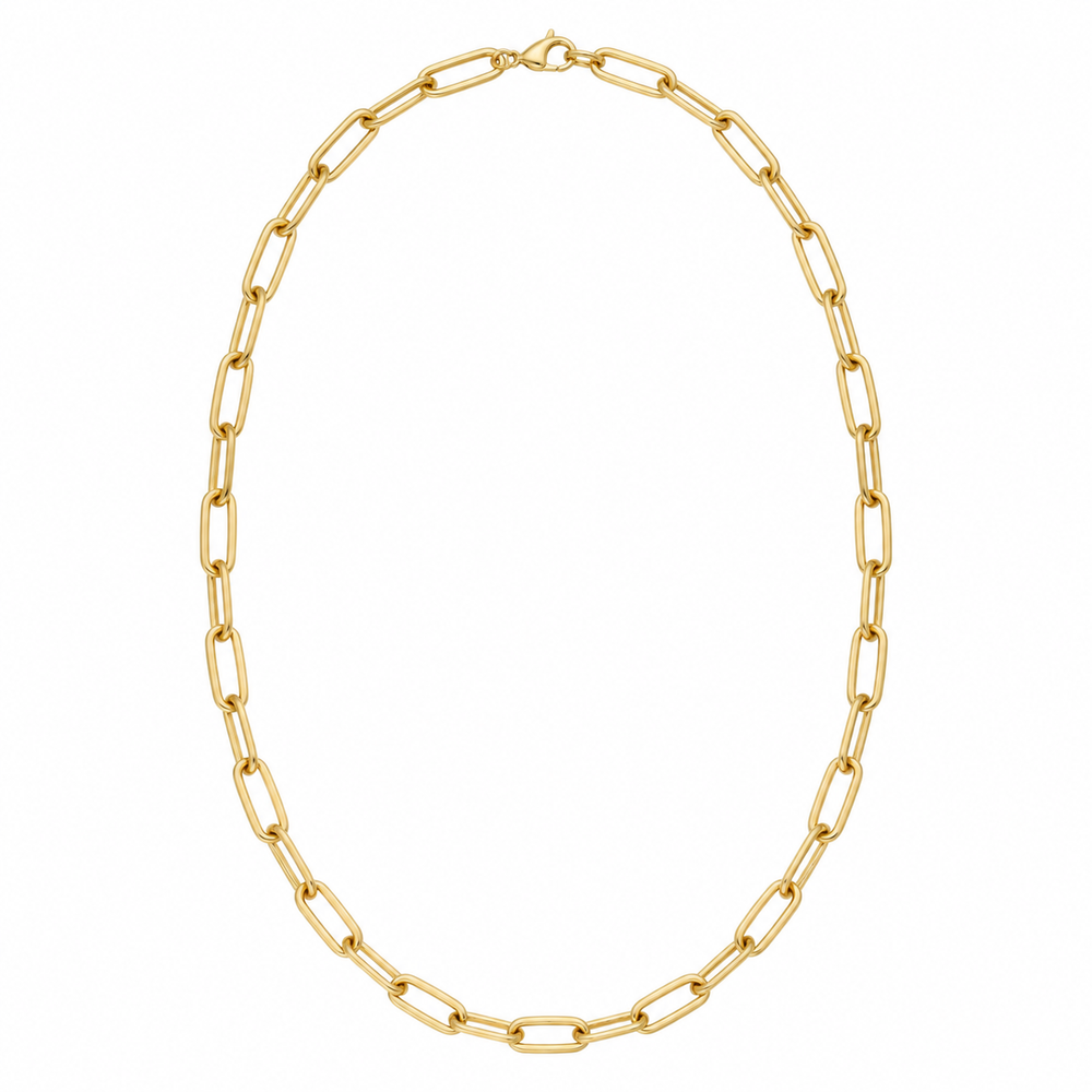Elongated Link Necklace — white background