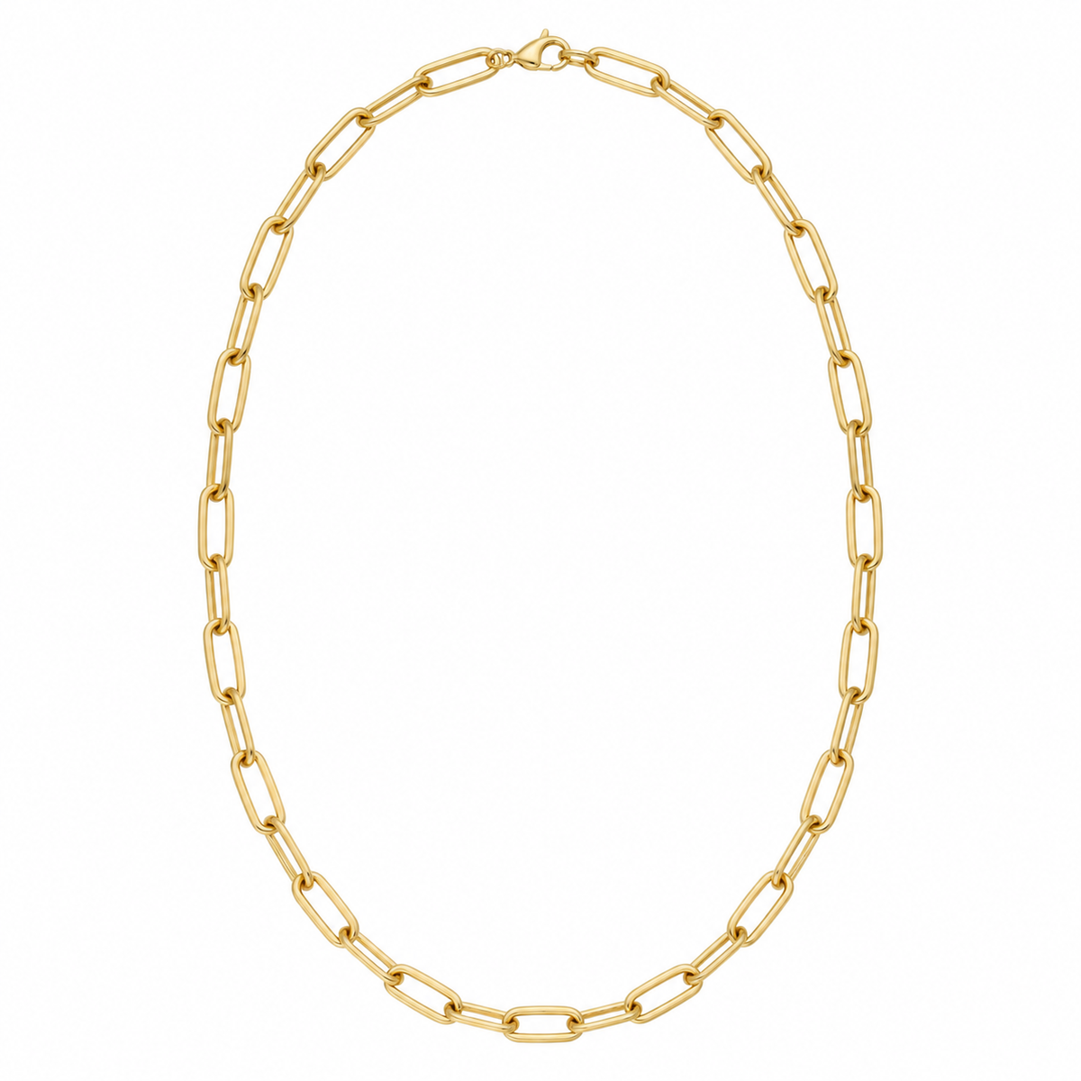 Elongated Link Necklace — white background