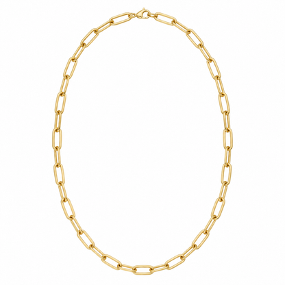 Elongated Link Necklace — white background