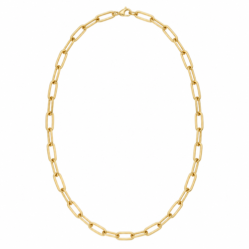 Elongated Link Necklace — white background