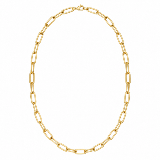 Elongated Link Necklace — white background
