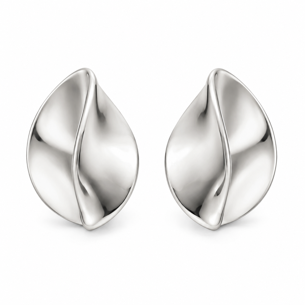 Folded Petal Studs — white background