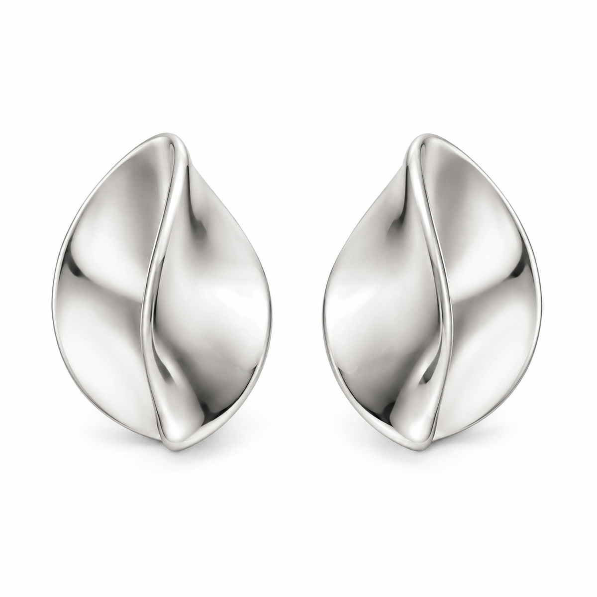 Folded Petal Studs — white background
