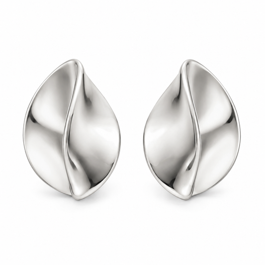 Folded Petal Studs — white background