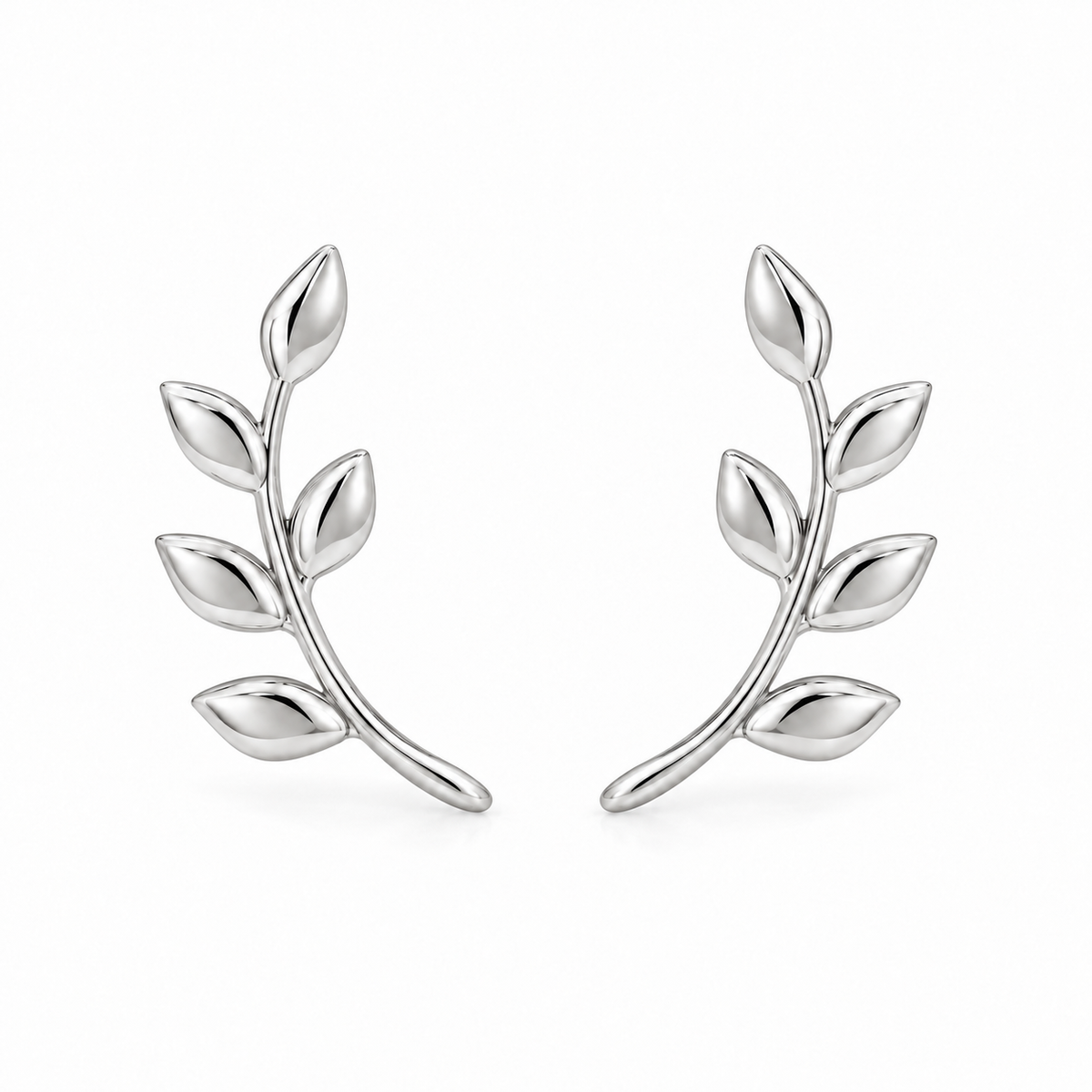 Leaf Arc Studs — white background