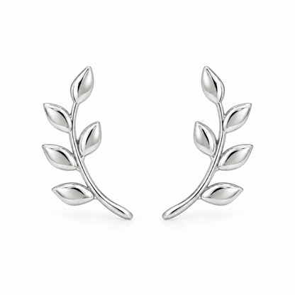 Leaf Arc Studs — white background