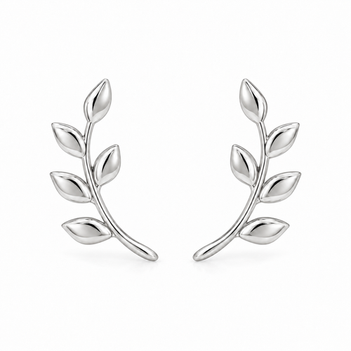 Leaf Arc Studs — white background