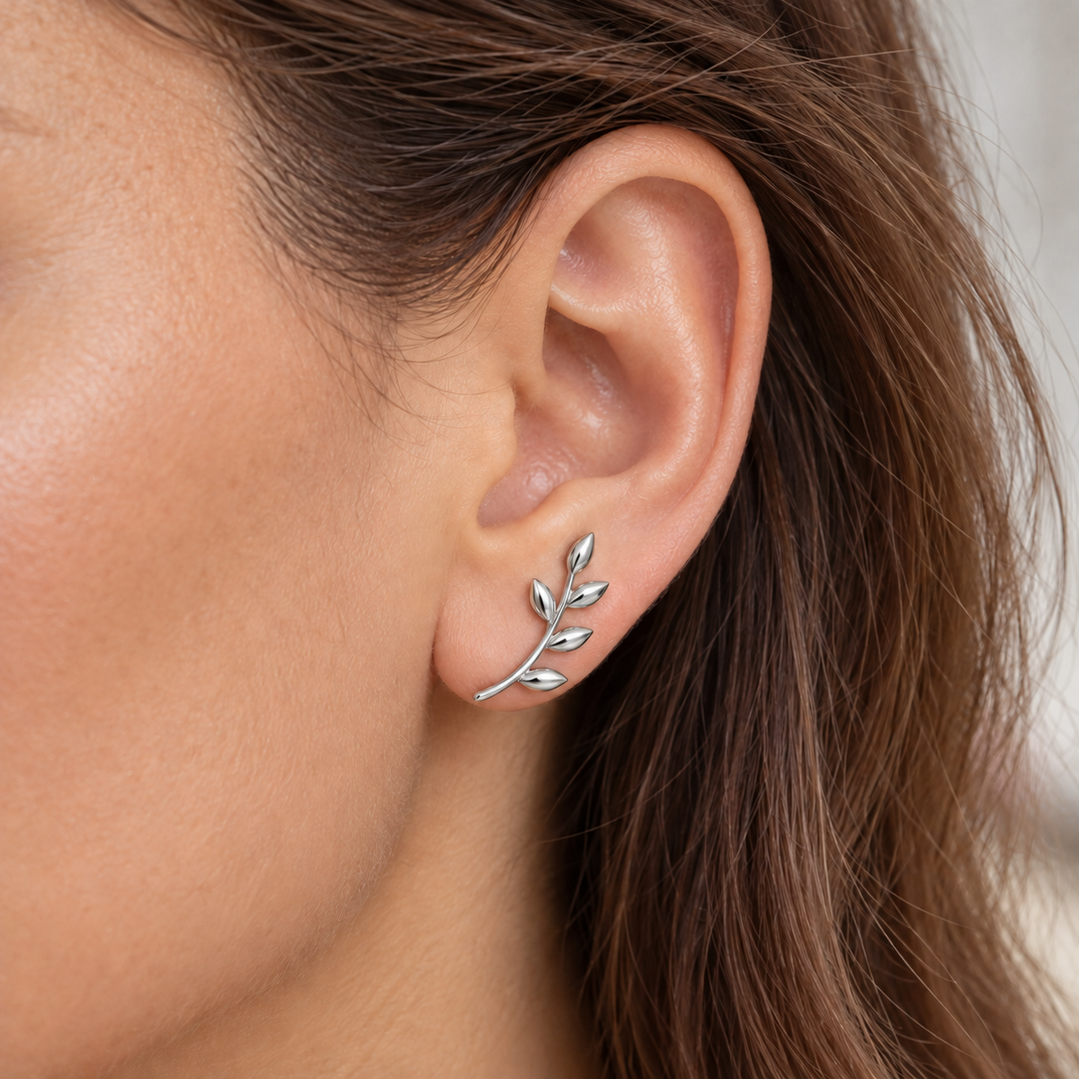 Leaf Arc Studs — worn