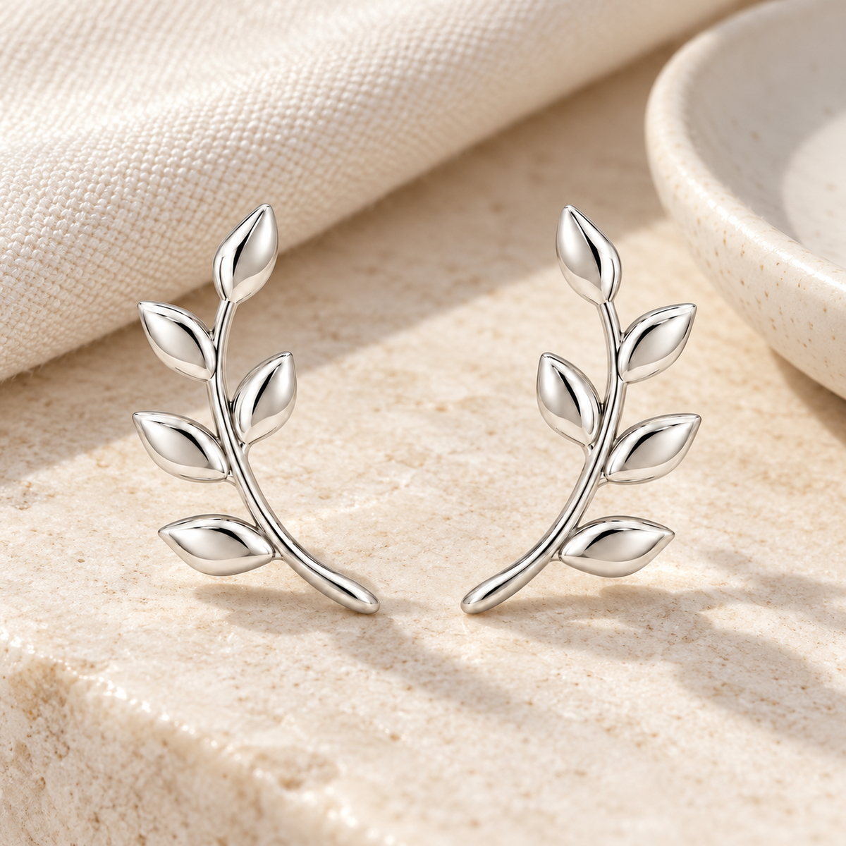 Leaf Arc Studs — lifestyle