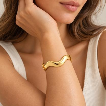 Open Wave Cuff — worn