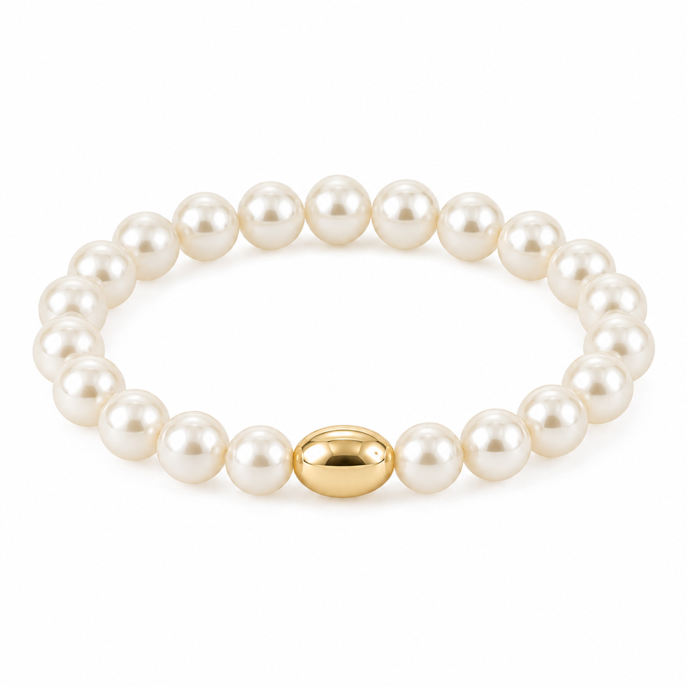 Pearl-Look Bead Bracelet — white background