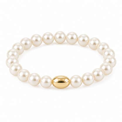 Pearl-Look Bead Bracelet — white background