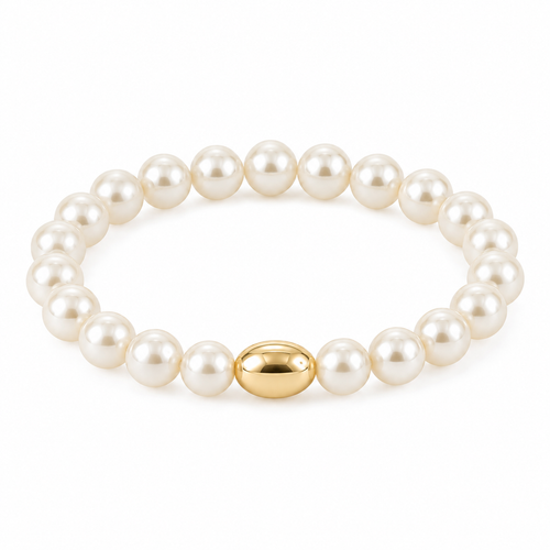 Pearl-Look Bead Bracelet — white background