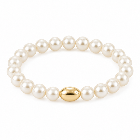 Pearl-Look Bead Bracelet — white background