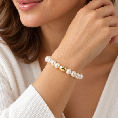 Pearl-Look Bead Bracelet — worn
