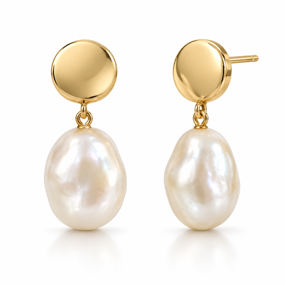Pearl-Look Drop Earrings — white background