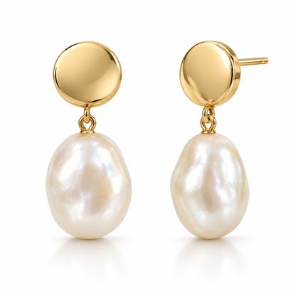 Pearl-Look Drop Earrings — white background