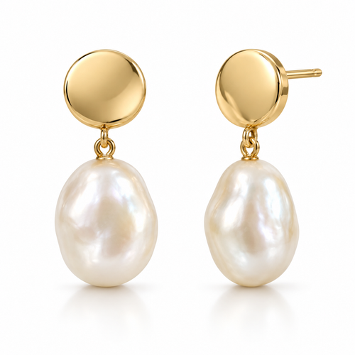 Pearl-Look Drop Earrings — white background