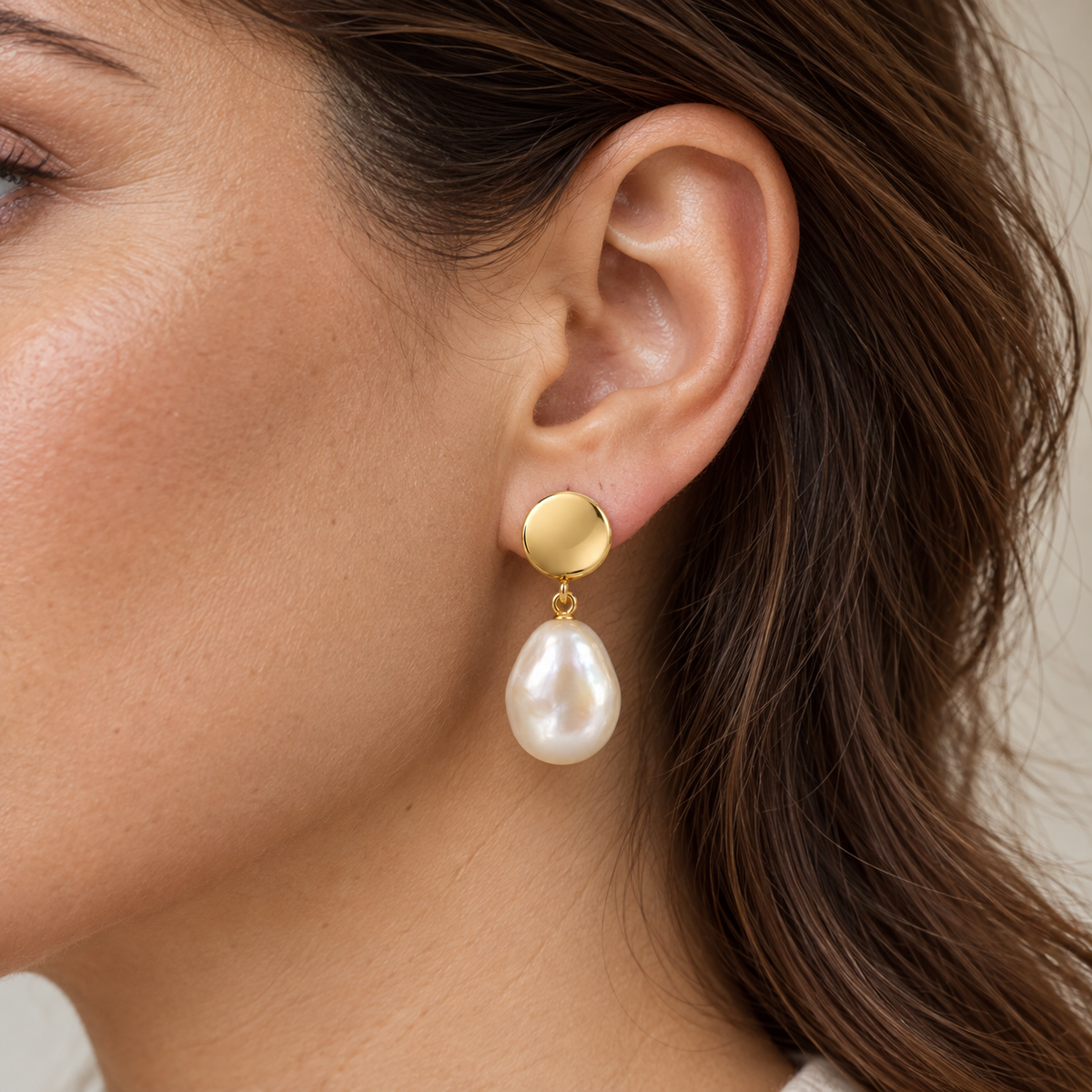 Pearl-Look Drop Earrings — worn