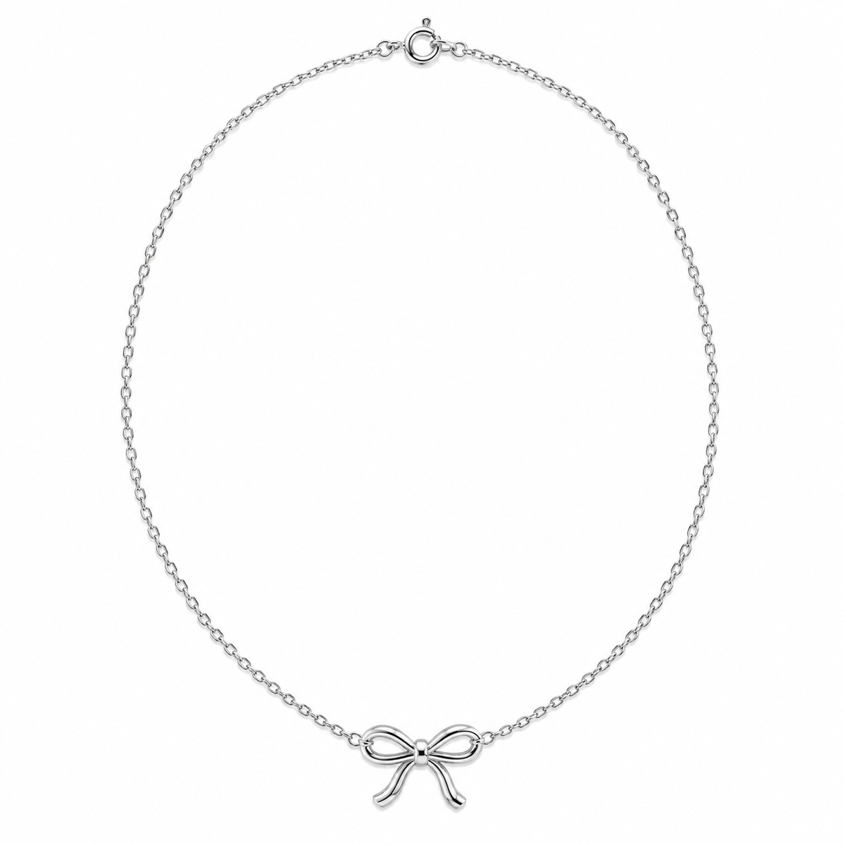 Ribbon Bow Necklace — white background