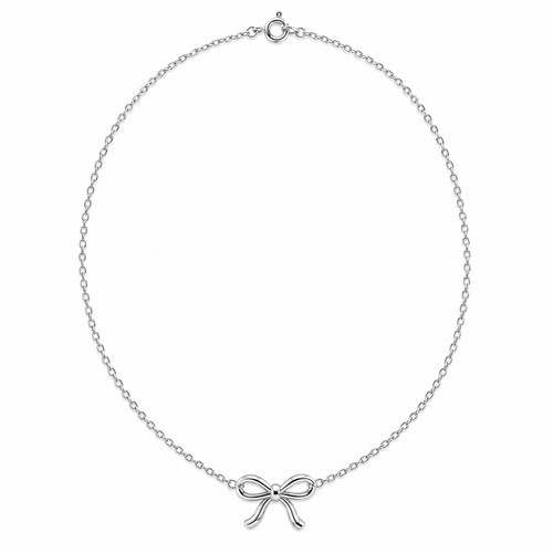 Ribbon Bow Necklace — white background