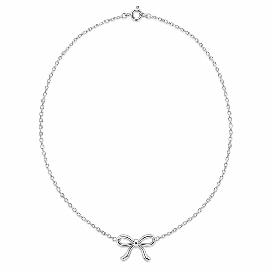 Ribbon Bow Necklace — white background