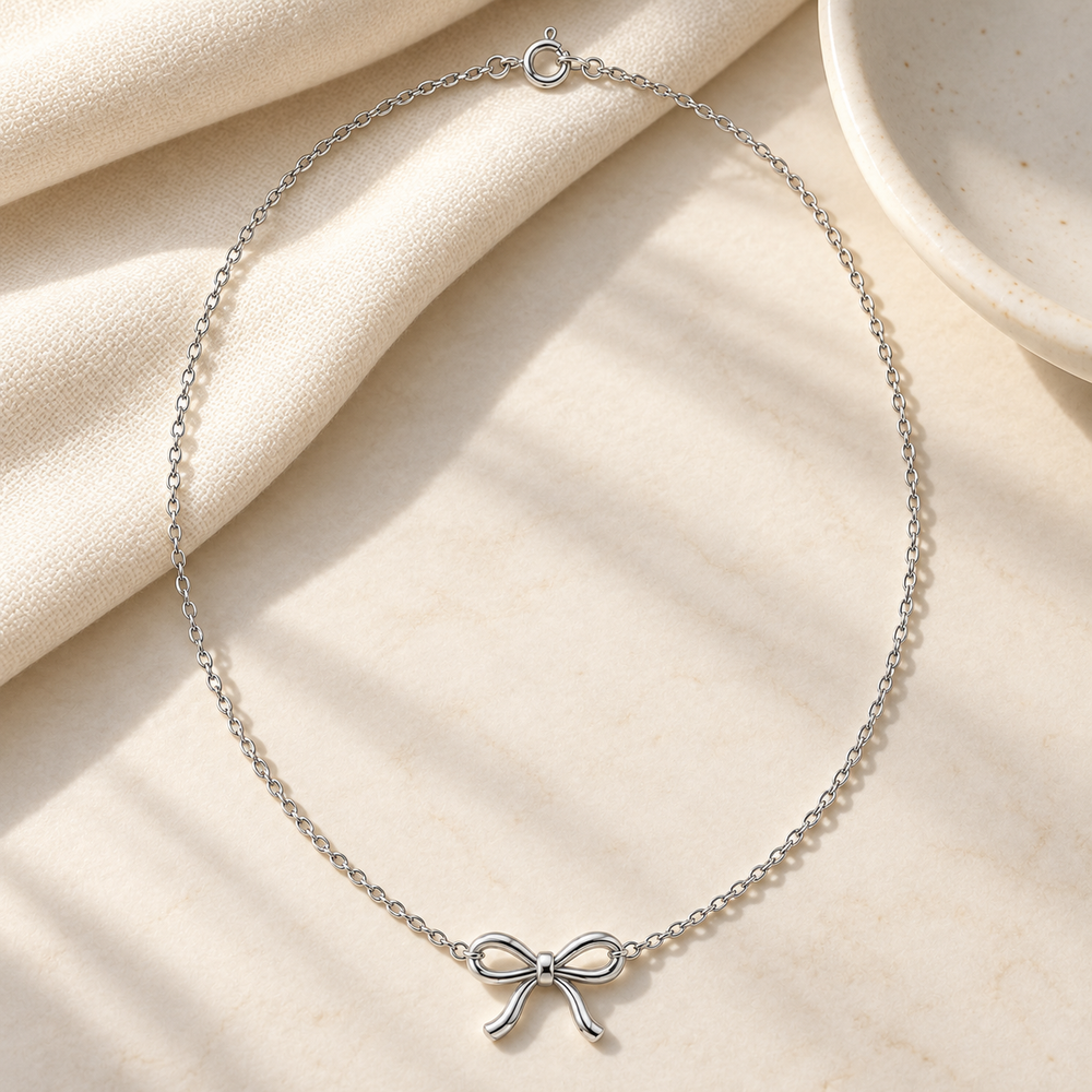 Ribbon Bow Necklace — lifestyle