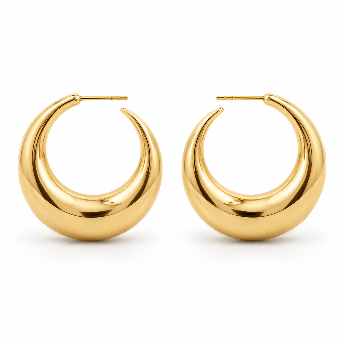 Sculpted Crescent Hoops — white background