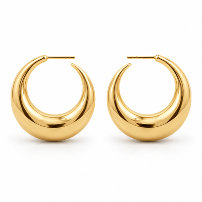 Sculpted Crescent Hoops — white background