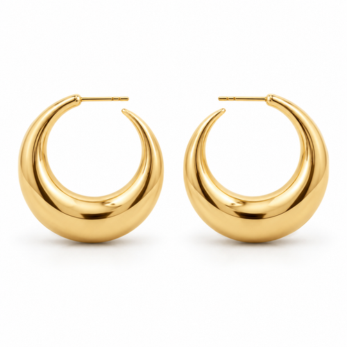 Sculpted Crescent Hoops — white background
