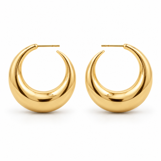 Sculpted Crescent Hoops — white background