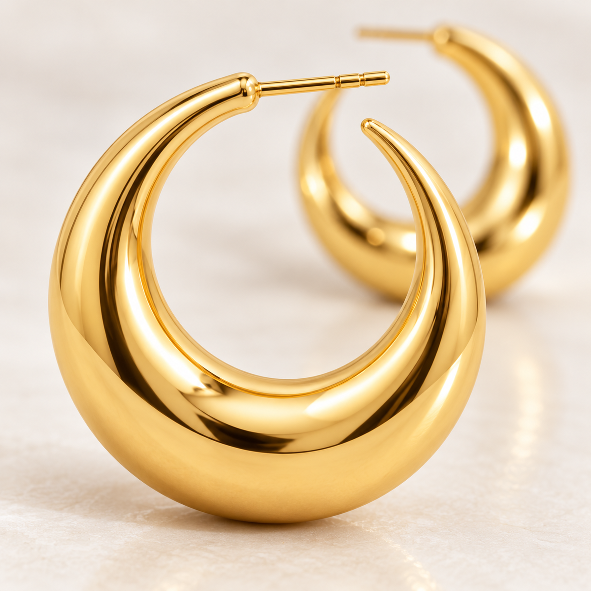 Sculpted Crescent Hoops — detail