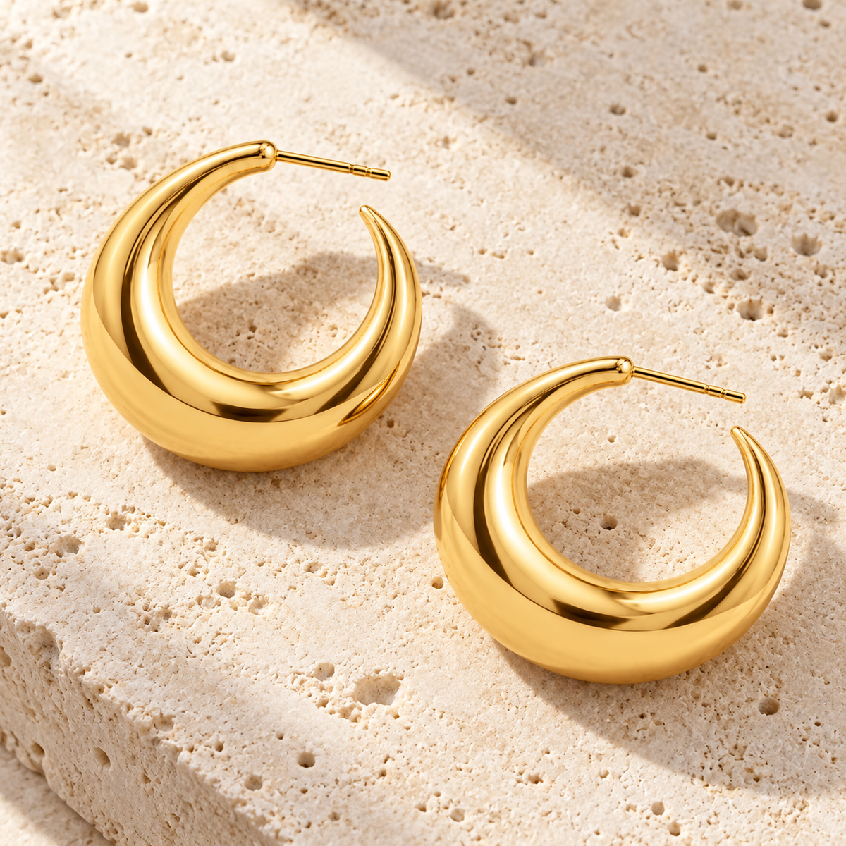 Sculpted Crescent Hoops — alternate angle
