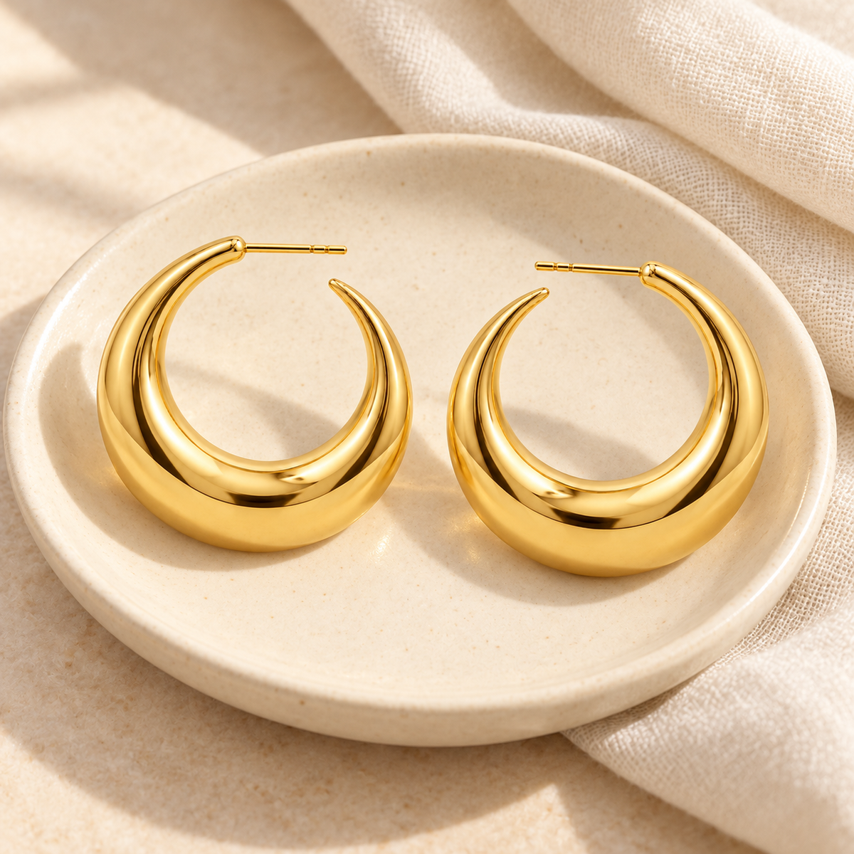 Sculpted Crescent Hoops — lifestyle