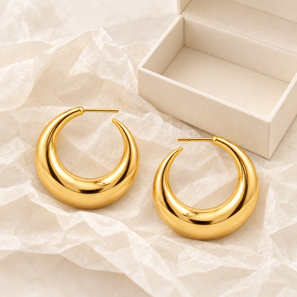 Sculpted Crescent Hoops — gift styling