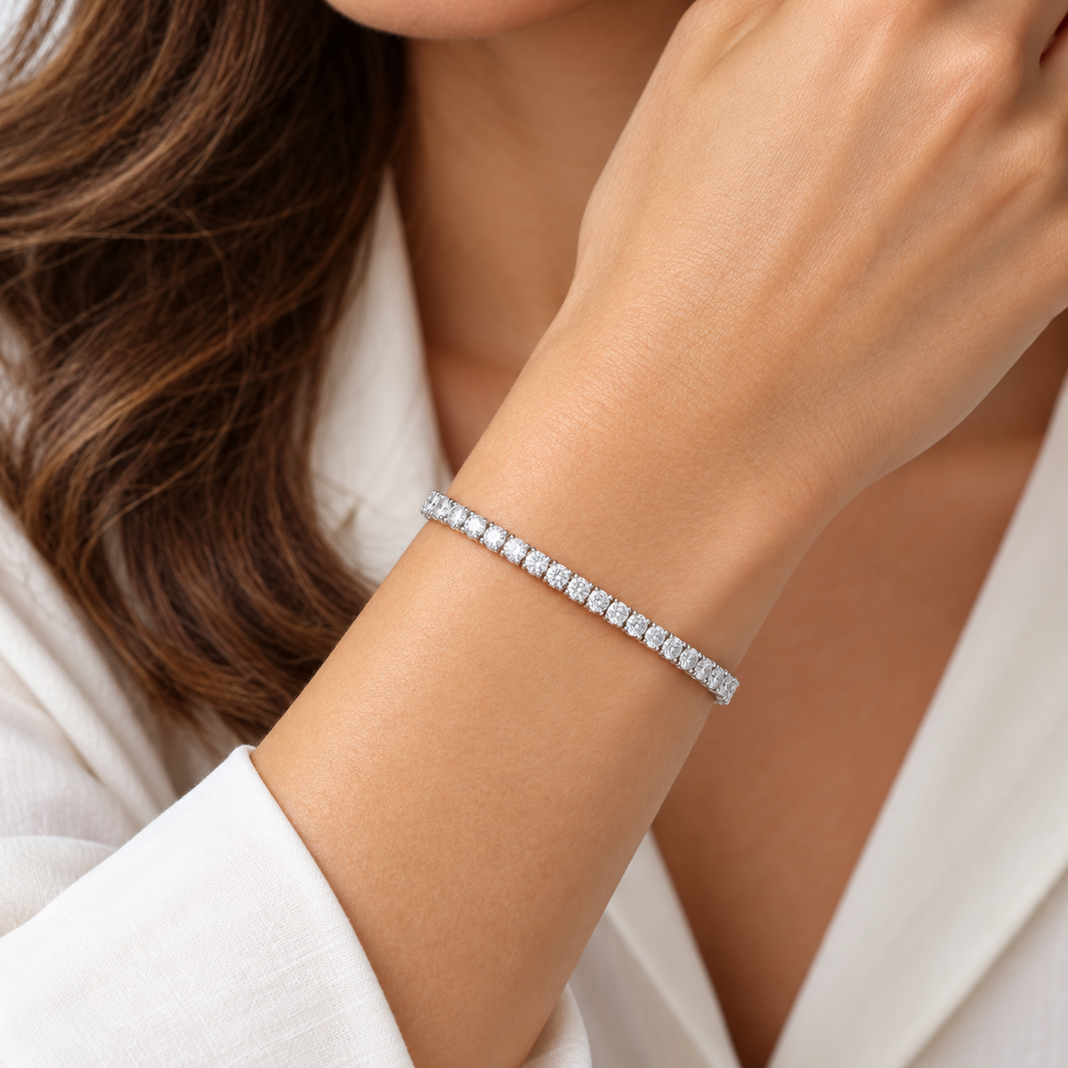 Slender Sparkle Line Bracelet — worn