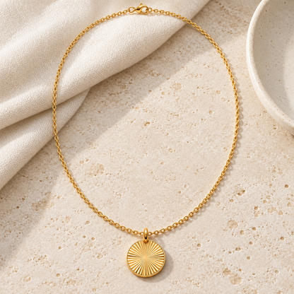 Sunburst Medallion Necklace — lifestyle